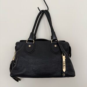 Cole Haan Black Satchel/Tote/Purse/Pocketbook w/ Gold Details Magnetic Zipper